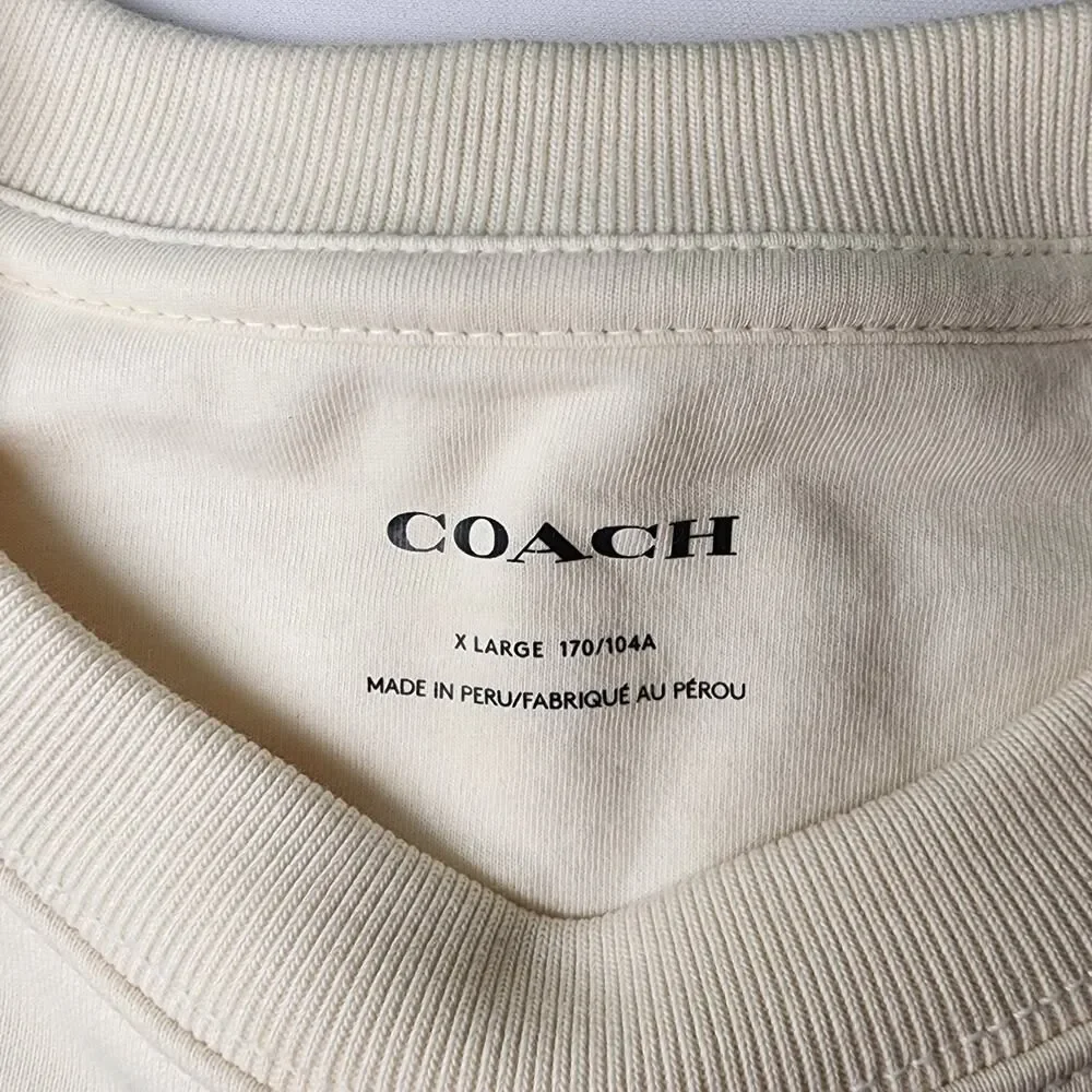 NWT Coach CAH70 Woman Spring Blossom Print Classic Crewneck Sweatshirt Cream XL